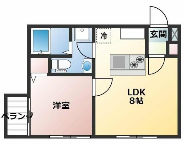 LYハイツ(1LDK/2階)の間取り写真