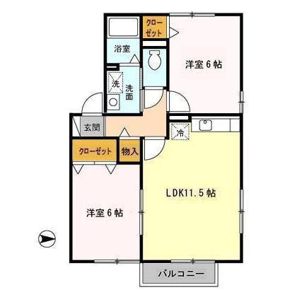 セジュールしろがね(2LDK/2階)の間取り写真
