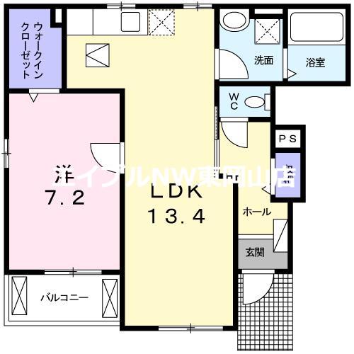 ユレナ24 B(1LDK/1階)の間取り写真
