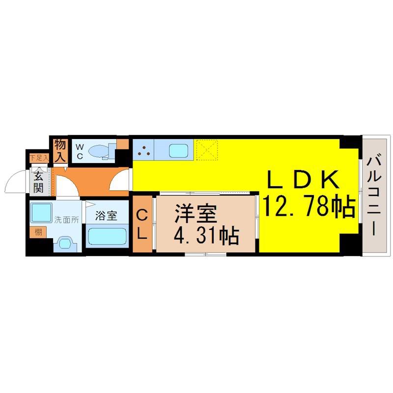 S-FORT熱田花町(1LDK/2階)の間取り写真