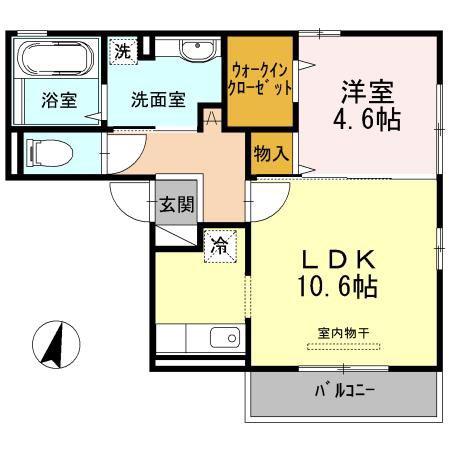 ヴェルジェ矢上(1LDK/2階)の間取り写真