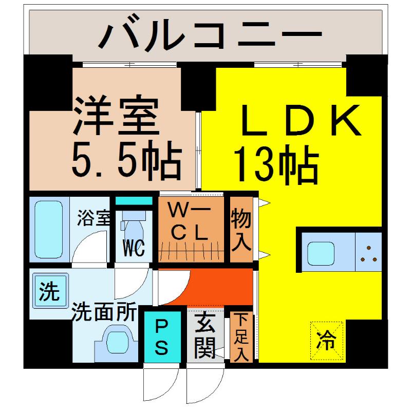 AXIA MEIEKI(1LDK/5階)の間取り写真