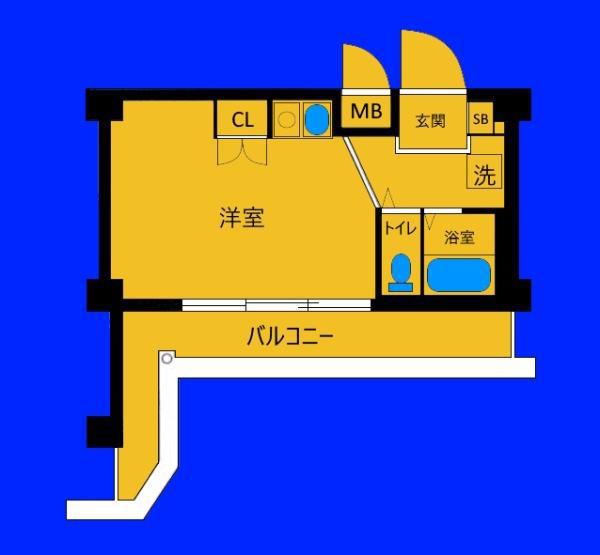 ダイアパレス三ツ沢公園東館(ワンルーム/2階)の間取り写真