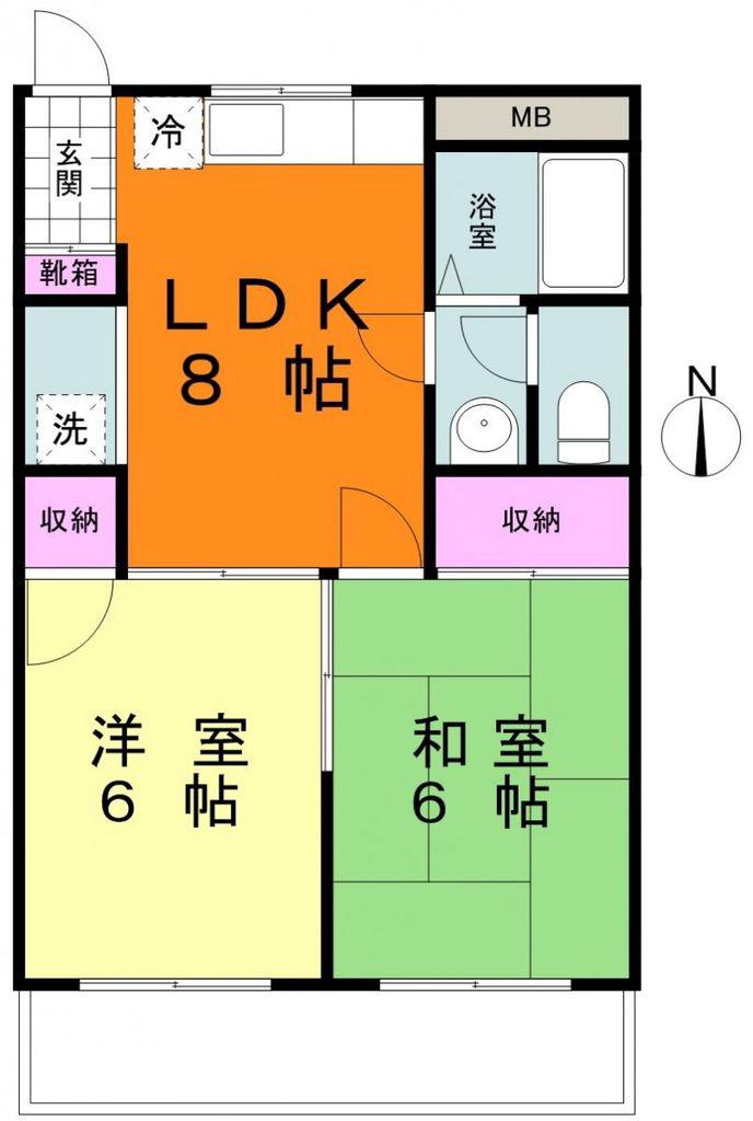 コーポ井田橋(2LDK/2階)の間取り写真
