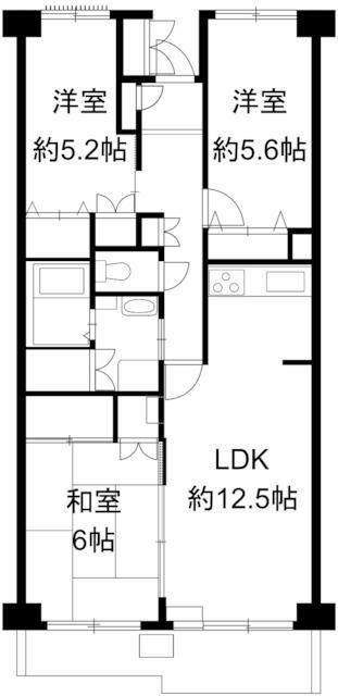 小手指ハイツB(3LDK/3階)の間取り写真