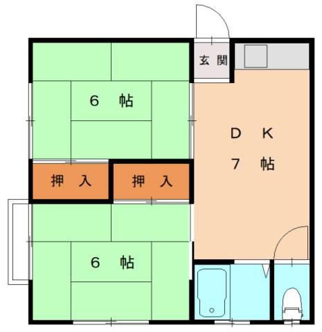 みどりコーポ(2DK/1階)の間取り写真