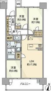 グランフォーリア(3LDK/14階)の間取り写真