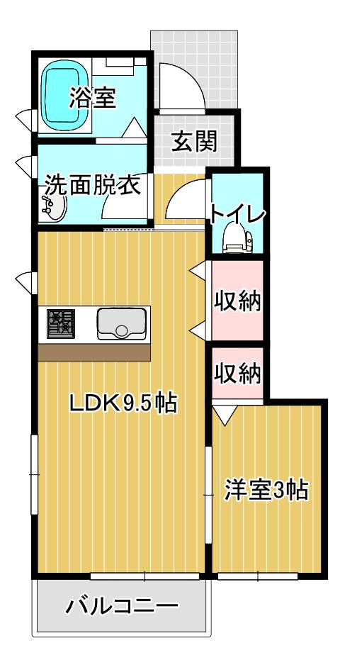 カーサ クレーアレ(1LDK/1階)の間取り写真