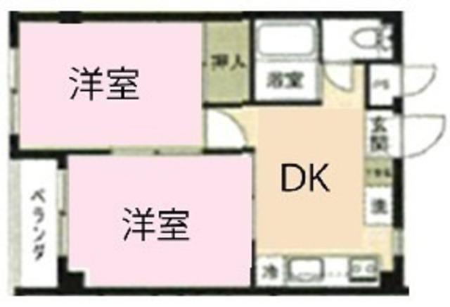 クロノス江戸川(2DK/1階)の間取り写真