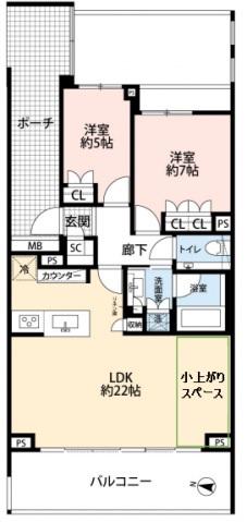 本郷パークハウス ザ・プレミアフォート(2LDK/13階)の間取り写真