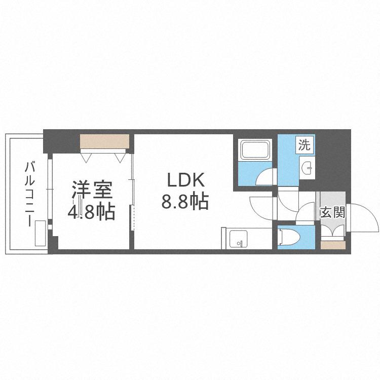 RISING MAISON 本町橋(1LDK/4階)の間取り写真