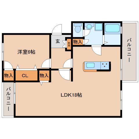 第1シャトーケンジ(1LDK/3階)の間取り写真