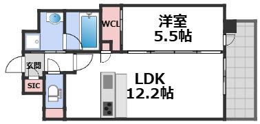 スプランディッド天王寺サウス(1LDK/5階)の間取り写真