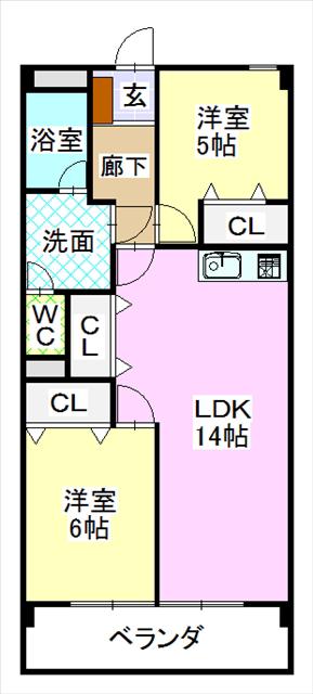 瑞和ビル(2LDK/4階)の間取り写真