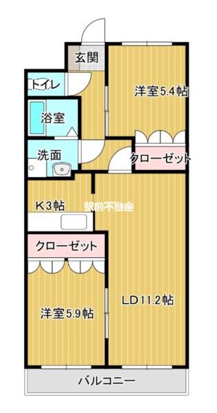 ローズマリーI(2LDK/2階)の間取り写真