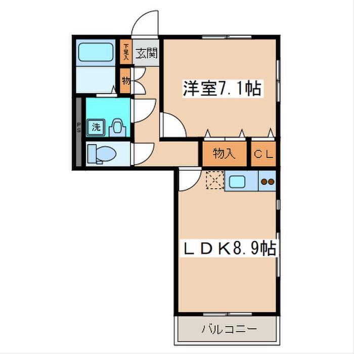 AGING本鵠沼(1LDK/2階)の間取り写真