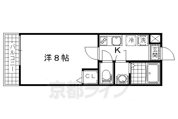 フェリーチェ御陵(1K/3階)の間取り写真