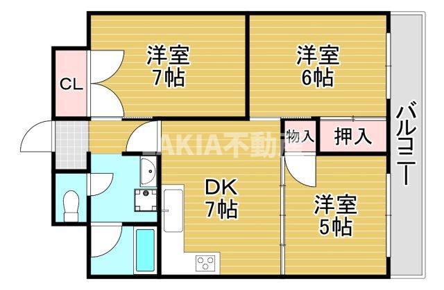 グランドシャトー鴫野(3DK/4階)の間取り写真