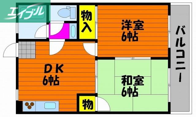フローレンス当新田II(2DK/4階)の間取り写真
