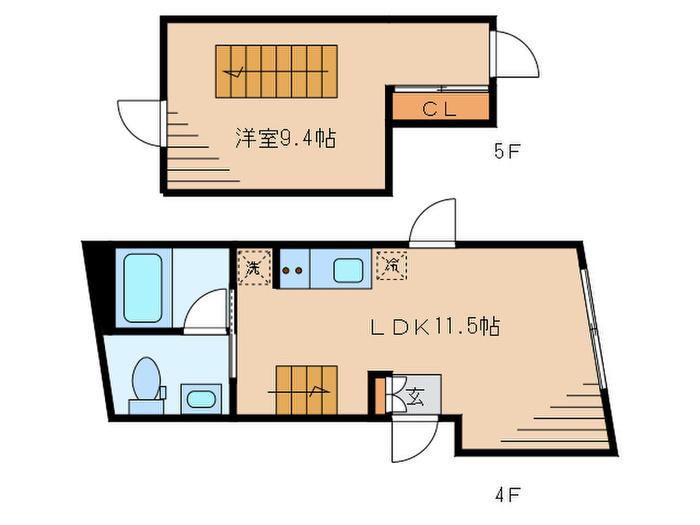 FULLEA武蔵小山(1LDK/4階)の間取り写真