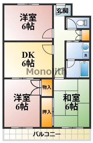 ハイムとのぎ(3DK/1階)の間取り写真