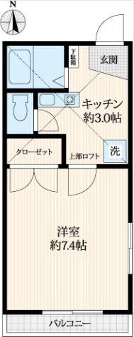 ハイツAI&K′S(1K/2階)の間取り写真