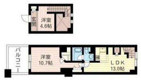 レジデンスシャルマン月島(2LDK/3階)の間取り写真