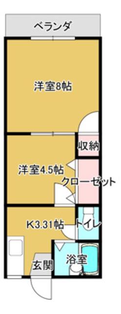 ロイヤルハイム藤(2K/2階)の間取り写真