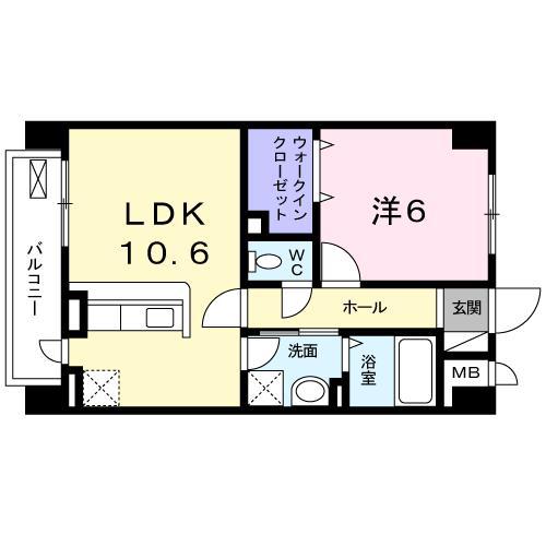 メゾンドファミーユ鶴見緑地公園(1LDK/2階)の間取り写真