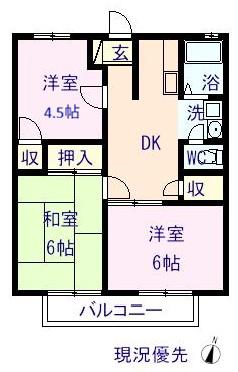 シティももやま(3DK/2階)の間取り写真