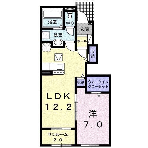 グランディール(1LDK/1階)の間取り写真