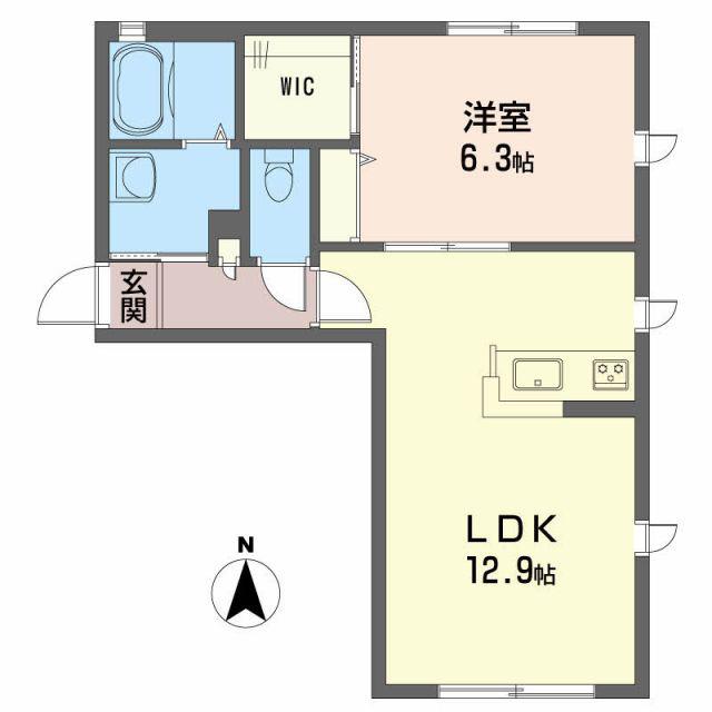 沖洲 清流荘 1(1LDK/1階)の間取り写真
