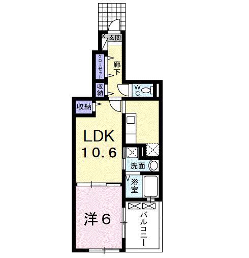 アバンツァートIII(1LDK/1階)の間取り写真