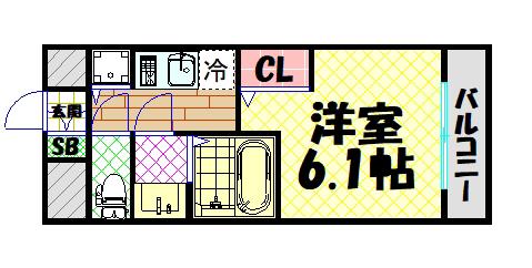 ファステート大阪ドームライズ(1K/4階)の間取り写真