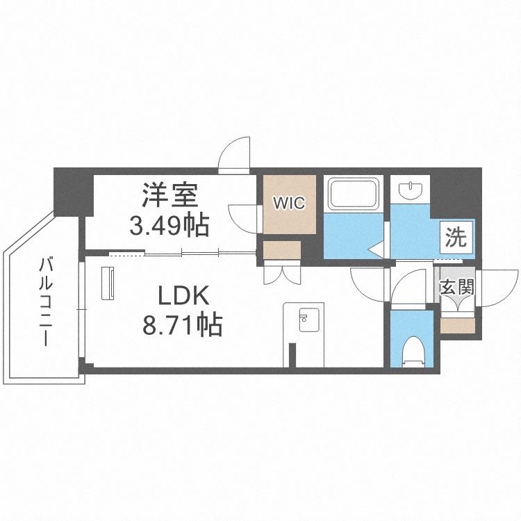 サムティ京橋CLEAR(1LDK/8階)の間取り写真