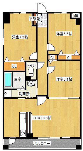 クオリオアイリスパーク(3LDK/5階)の間取り写真