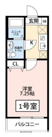 三ツ境ヒルズ(1K/1階)の間取り写真