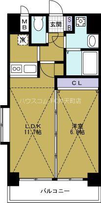 ラムール波除(1LDK/4階)の間取り写真