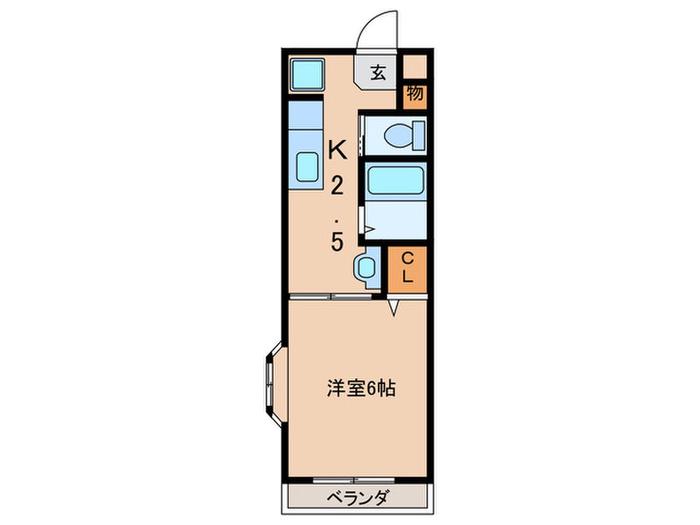 グリーンパレス(1K/2階)の間取り写真