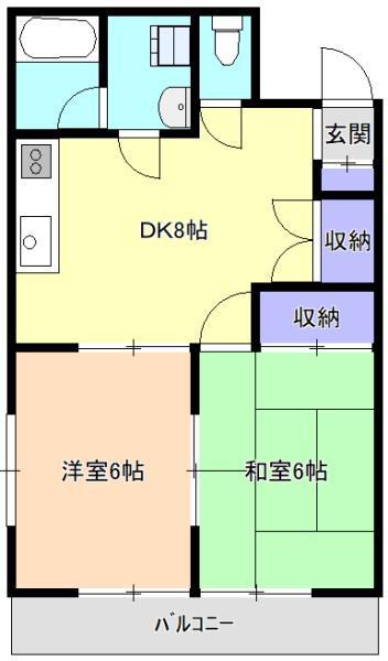 サンパーク所沢(2DK/2階)の間取り写真
