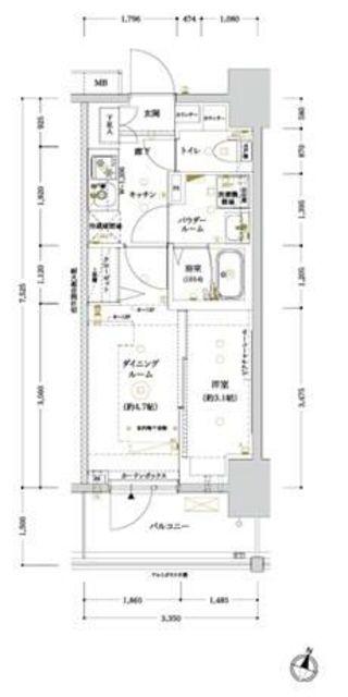 RELUXIA TOKYO イーストII(1DK/4階)の間取り写真