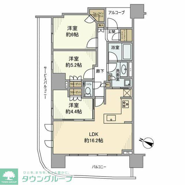 ドレッセタワー南町田グランベリーパーク(3LDK/10階)の間取り写真