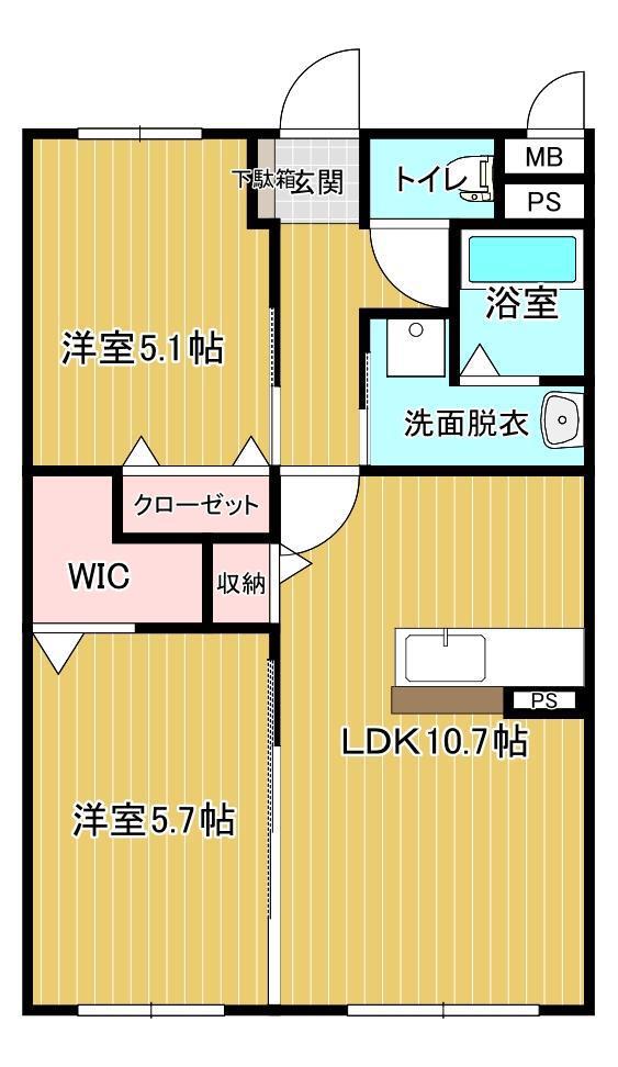 レリアテラス川内南(2LDK/3階)の間取り写真