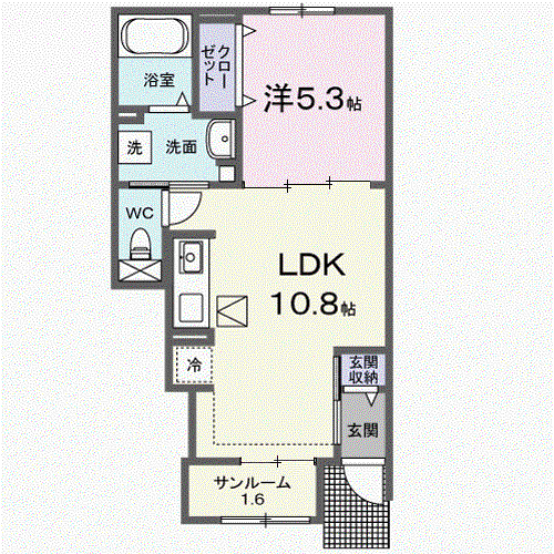 ブランド ボヌール(1LDK/1階)の間取り写真