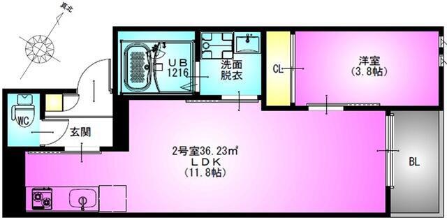REGALEST響(1LDK/2階)の間取り写真