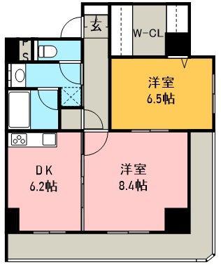 グランドパイン ドゥ(2DK/4階)の間取り写真