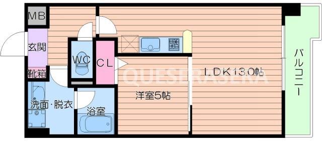 グランシス天満橋(1LDK/10階)の間取り写真
