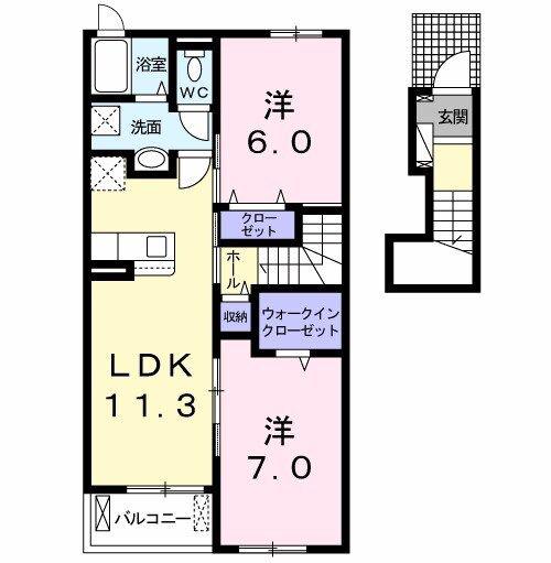 菊池アイリス A(2LDK/2階)の間取り写真