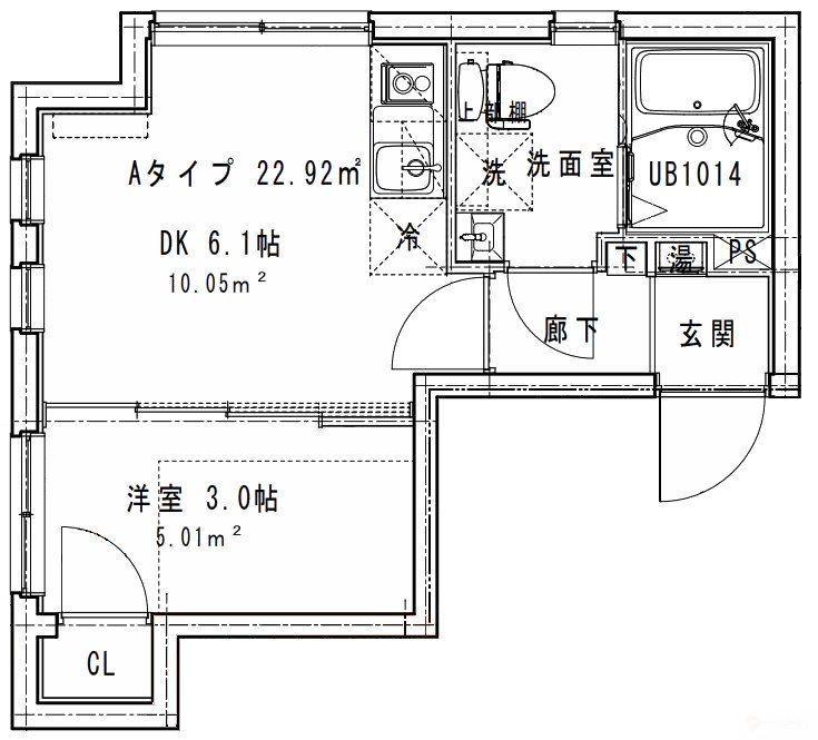 N SIDE北千住(1DK/2階)の間取り写真