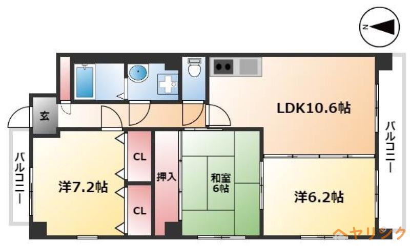 メゾンドール若葉(3LDK/3階)の間取り写真
